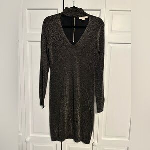 Michael Kors Black with Gold Sparkle Long Sleeve Dress